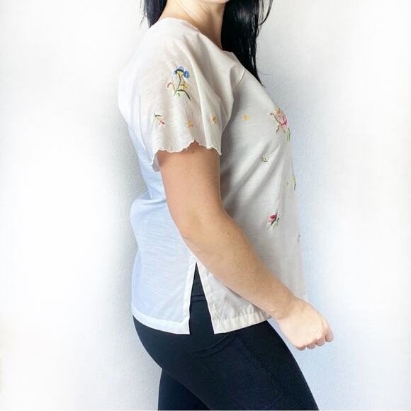 Vintage Floral Scalloped Sweetheart Top Size Large - Picture 2 of 4